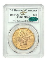 1884-CC $20 PCGS/CAC MS63 ex: D.L. Hansen - £66,149.20 GBP