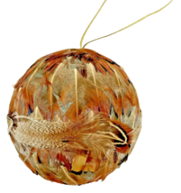 Christmas Tree Ball Ornament Decoration with Real True Feathers Unique - $11.68