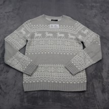 Boohoo Sweater Mens S Gray Reindeer Snowflakes Crew Neck Casual Pullover... - £20.17 GBP