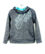 Just Do It Nike Dri-Fit Girls Pullover Hoodie Gray Heathered Spell Out P... - £14.63 GBP