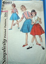 Simplicity Girls’ Blouse &amp; Wrap Around Skirt Size 10 #4961 Copyright 1960s - $4.99
