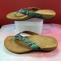 Vionic “Lucia” size 7 thong style, blue-green beaded strap, dressy, worn... - $646.21 MXN