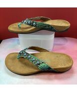 Vionic “Lucia” size 7 thong style, blue-green beaded strap, dressy, worn... - $646.21 MXN