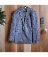 Inserch 100% Linen Blazer Size L Blue Sport Coat Suit Jacket 2 Button - $55.73