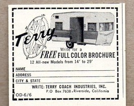 1966 Print Ad Terry Travel Trailers Made in Riverside, CA - $9.25