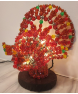 Thanksgiving Table Decor Turkey Beaded Safety Pin Handmade With LIGHT 9&quot; - £15.56 GBP
