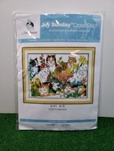 Joy Sunday Cross Stitch Pre-printed Kit D191 6225 Cohesion Cat Kittens Flowers - £17.11 GBP