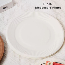 Birdinn Disposable dinnerware, Plates made of Sugarcane Fiber 8 inch 10Pack*3 - £12.77 GBP