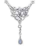 Jewelry Trends Sterling Silver Moonstone Celtic Luck Knot Pendant on 18 Inch Lin - £59.51 GBP