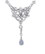 Jewelry Trends Sterling Silver Moonstone Celtic Luck Knot Pendant on 18 ... - $105.14 CAD