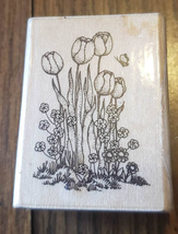 Hero Arts Tulip Patch Garden Wood Mounted Rubber Stamp D689 - £6.11 GBP