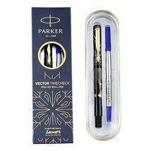 Parker Vector Time Check Gold Trim Roller Ball Pen| Ink Color - Blue - £12.55 GBP