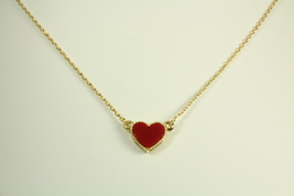 Single Carnelian Heart Gold Plated Necklace - $35.00
