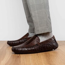 Alba Kango Slip On Classic Shoes Crocodile Skin Tabac image 12
