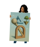 Surreal Impossible Stairs Poster - Optical Illusion Art Floating Tree 24... - $25.50