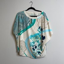 Chicos Womens Paisley Waves Multicolor Short Sleeve Lined Blouse Sz 2 La... - £21.12 GBP