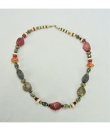 Vintage Costume Jewelry, Chunky Beaded Necklace, Pink, Orange, Gold Tone... - $20.32 CAD
