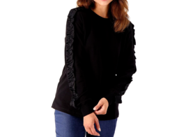 J Jason Wu Sweatshirt With Ruffle Sleeve - Black, Medium - £22.56 GBP