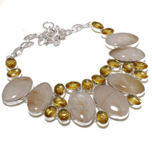 Golden Rutile Citrine Topaz Gemstone Christmas Gift Necklace Jewelry 18&quot; SA 5010 - £12.05 GBP