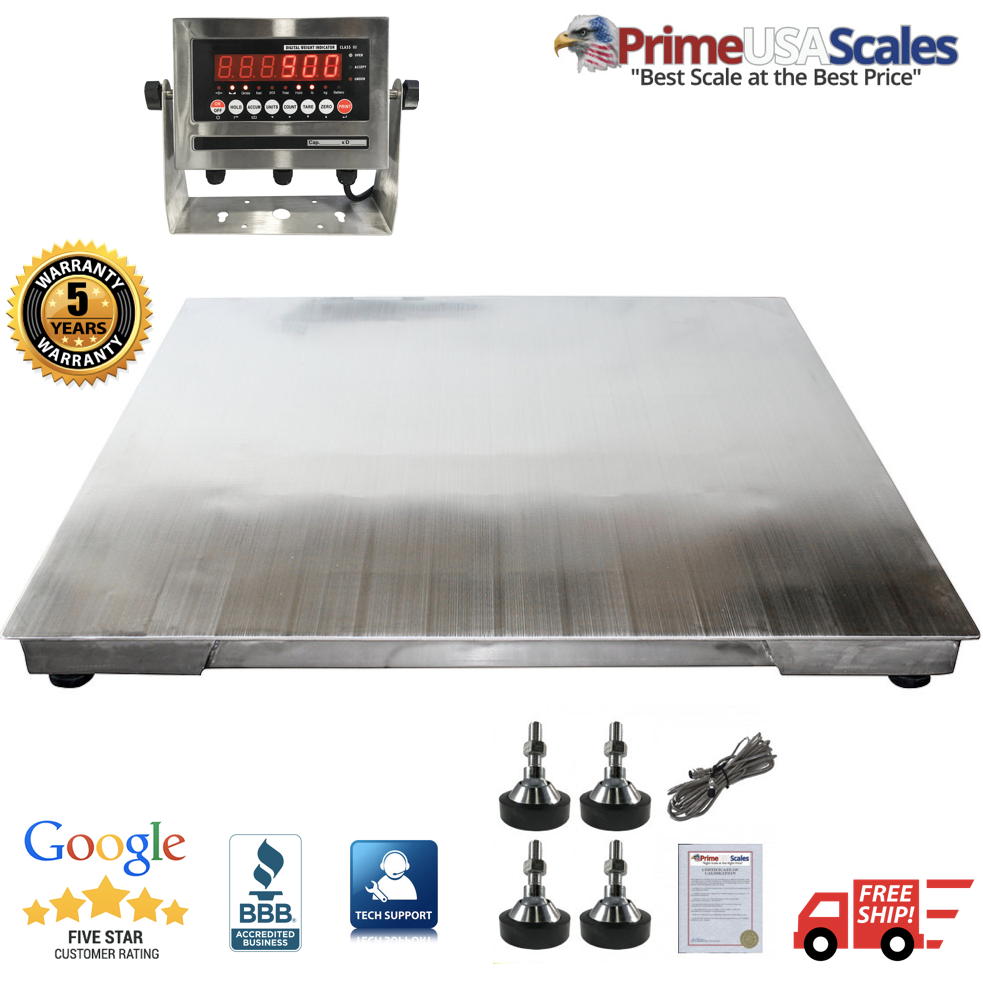 Primary image for 5000 LB x 1 LB (Legal For Trade) Optima Stainless Steel 4' x 4' Floor Scale NEW