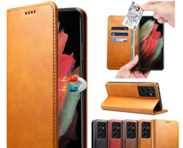 Leather Magnetic Flip Cover Case For Samsung Galaxy S21 Ultra/S21 Plus - £39.70 GBP
