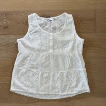 PRANA Kendall Sleeveless Eyelet Top Blouse White Large - $29.99