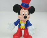 Vintage Disney Mickey Mouse Wearing Blue &amp; Red Suit &amp; Top Hat 3.75&quot; Figure - $4.84