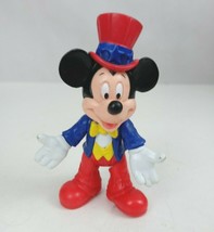 Vintage Disney Mickey Mouse Wearing Blue &amp; Red Suit &amp; Top Hat 3.75&quot; Figure - $4.84