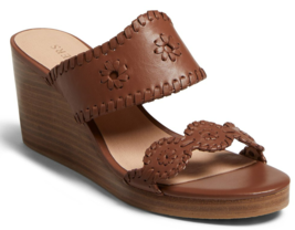 Jack Rogers Caroline Wedge Size US 10 M Women&#39;s Leather Slide Sandals Mocha - $69.29