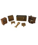 Vintage 7-Pc. Dollhouse Miniatures Wood Living Room Furniture - $922.64 MXN