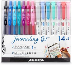 Zebra Journaling Set Gel Ink Pens, Assorted Colors, 14 Pack - £19.77 GBP