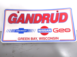 Gandrud Chevrolet Nissan Geo Green Bay, Wisconsin Plastic Dealer License Plate - £11.06 GBP