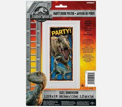 Lot Of 2! Jurassic World Fallen Kingdom Plastic Door Poster B Day Party 2.25&quot;x 5&quot; - £6.99 GBP