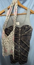 Free People Sz 6 Plaid and Gray Mini Dress Tank Top Side Zipper &amp; FREE BAG low $ - $25.96