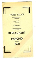 Hotel Palace Restaurant Menu Dancing Bar Tehran Iran 1940&#39;s - £194.74 GBP