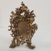 Vintage Ornate Cherubs Cast Metal Bronze Brass Picture Frame Holds 3x4 P... - $53.20