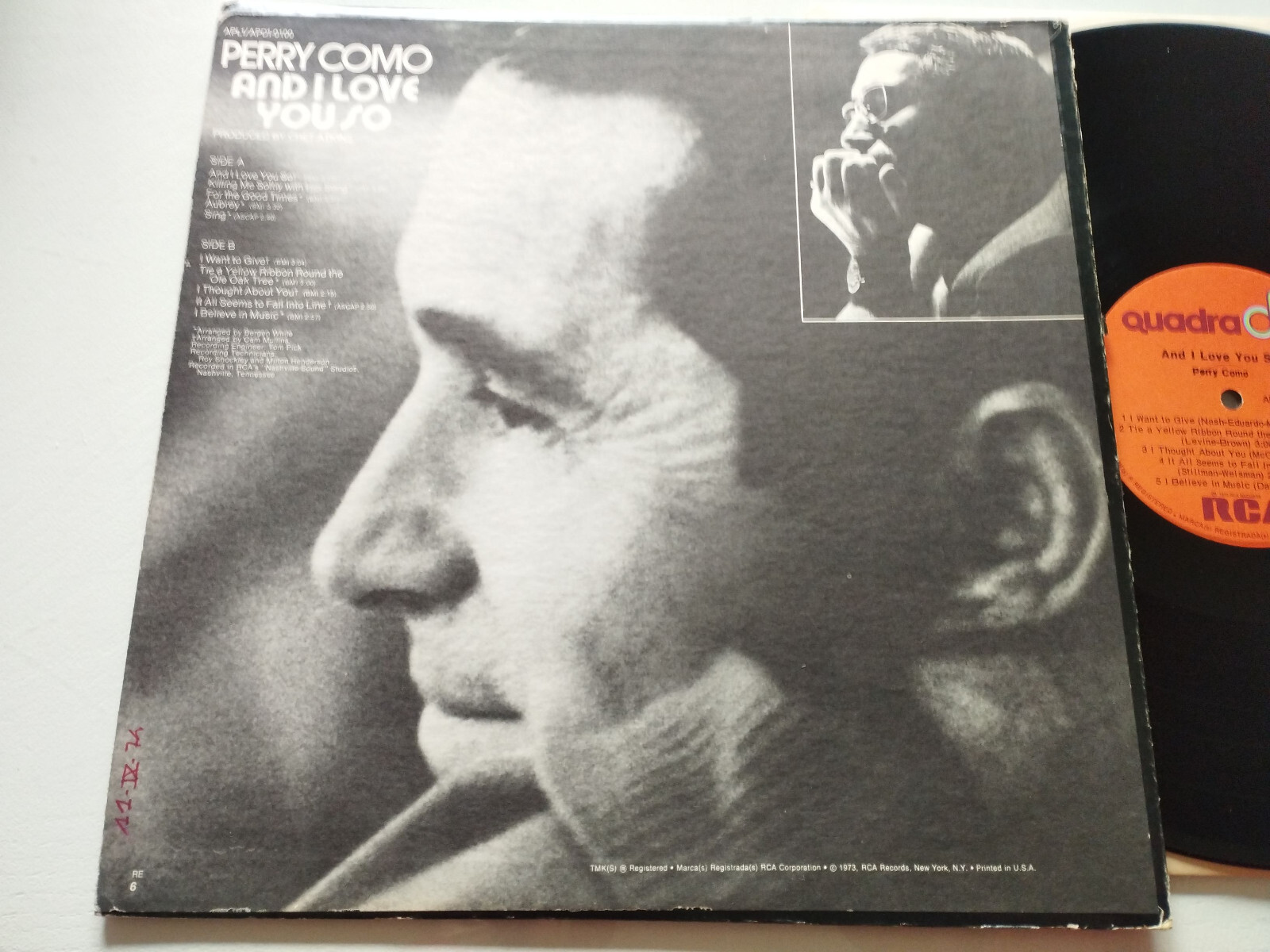 Perry como And I Love You So Rca USA Press 1973 - LP vinile 12 " VG/VG Item image 3