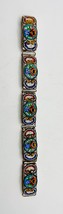 Antique Italian 5 Panel Micro Mosaic Silver Overlay 8 Inch Handmade Bracelet - £59.35 GBP