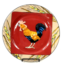 Vintage Droll Designs Rooster Red 2007 Handpainted 11.5&quot; Ceramic Plate Excellent - £44.86 GBP