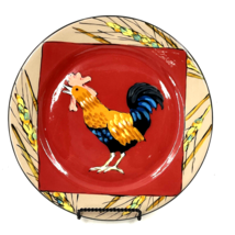 Vintage Droll Designs Rooster Red 2007 Handpainted 11.5&quot; Ceramic Plate Excellent - £42.58 GBP