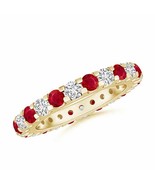 ANGARA Shared Prong Ruby and Diamond Eternity Band in 14K Solid Gold - £2,227.52 GBP