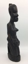 Vintage Carved Wood African Woman Sculpture Statue Kneeling Tribal Art 16&quot; AS IS - £79.88 GBP