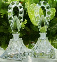 Matching PAIR Vintage Czech Perfume Bottles~Signed~Daubers Intact~RARE~6.5&quot; Tall - £264.32 GBP