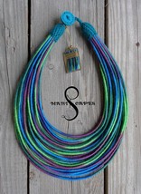 BESTSELLER - Dark Ocean yarn-wrapped necklace / tribal / hippie / bohemian  - $30.00