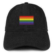 Trendy Apparel Shop Gay Pride Rainbow Flag Embroidered Cotton Dad Hat - Black - £15.73 GBP