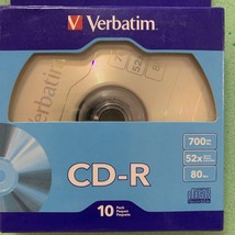 Verbatim CD-R Recordable 700MB 52X with Branded Surface , 10 Pack - $218.84 MXN