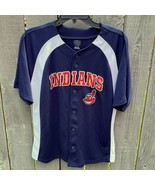 Cleveland Indians Button Up Jersey MLB Genuine Merch Woman Large 14-16 - £23.35 GBP