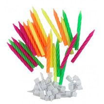 Alpen Birthday Candles with Holders (24pk) - Neon - £22.68 GBP