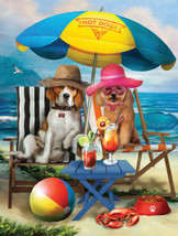 Framed canvas art print giclée beach dogs funny animals - £30.92 GBP+