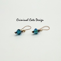 3 Pairs of Swarovski Earrings in Blue Zircon and Silk Xilion Shimmer hand made  image 10